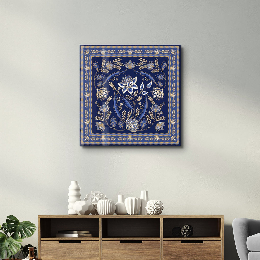 Tableau Floral Géométrique
