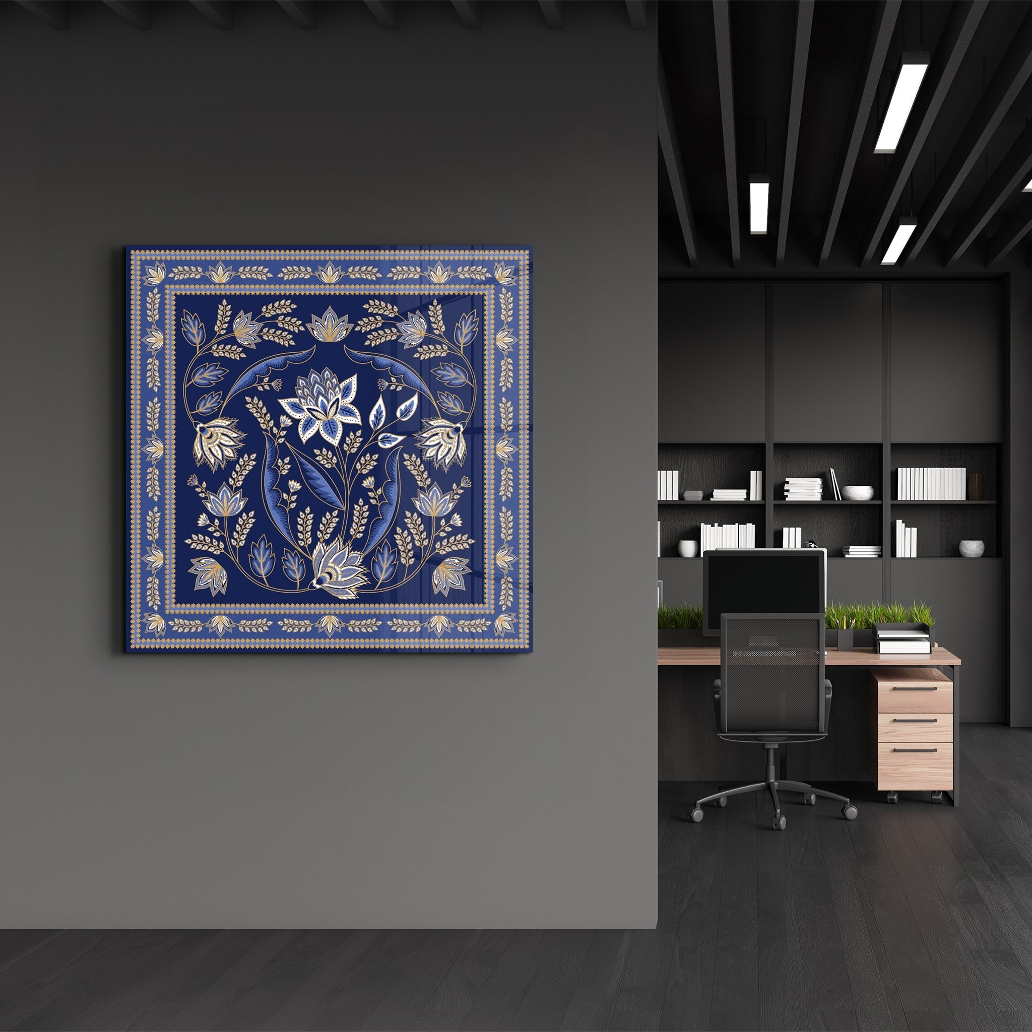 Tableau Floral Géométrique