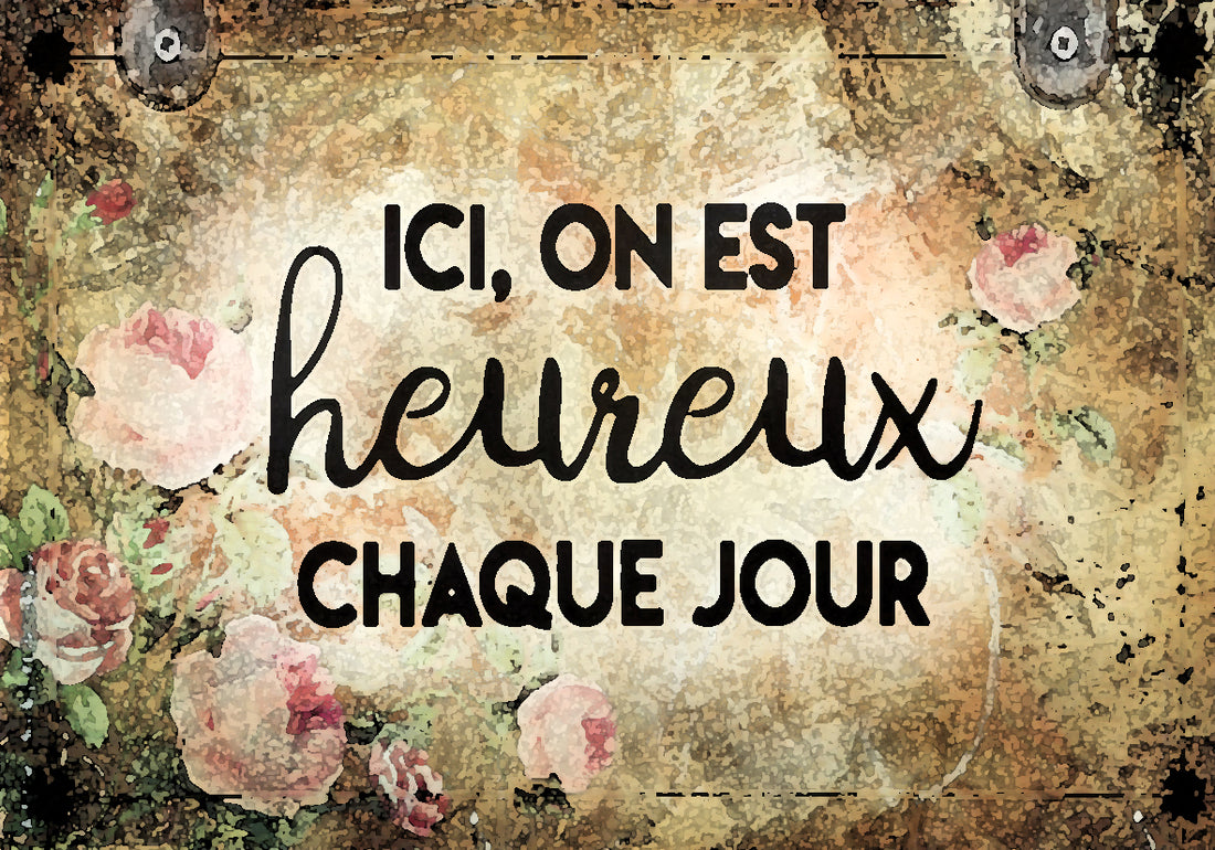 Tableau décoratif - plaque 21x30cm - heureux