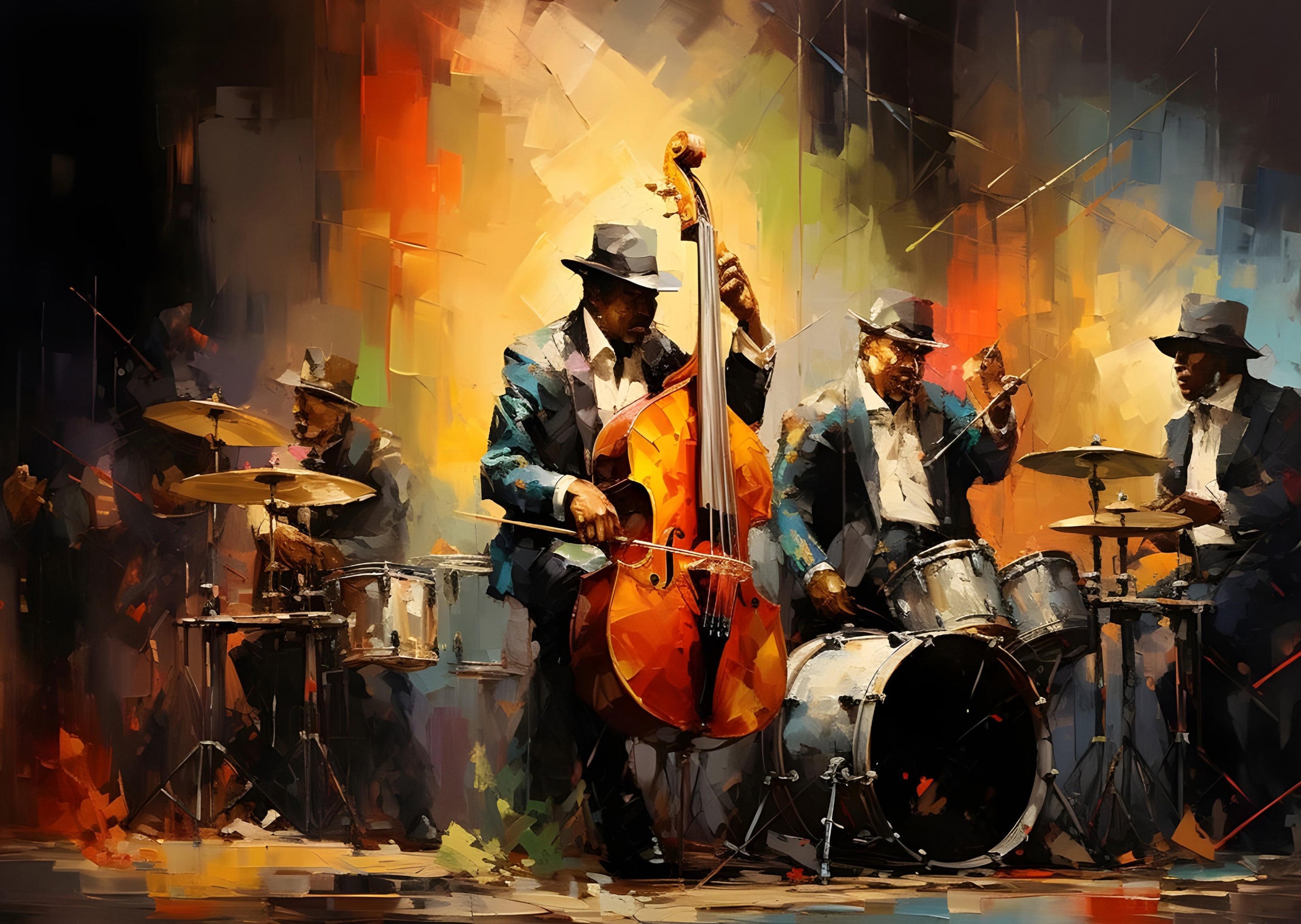 tableau jazz « Midnight Session » en toile 100x70cm
