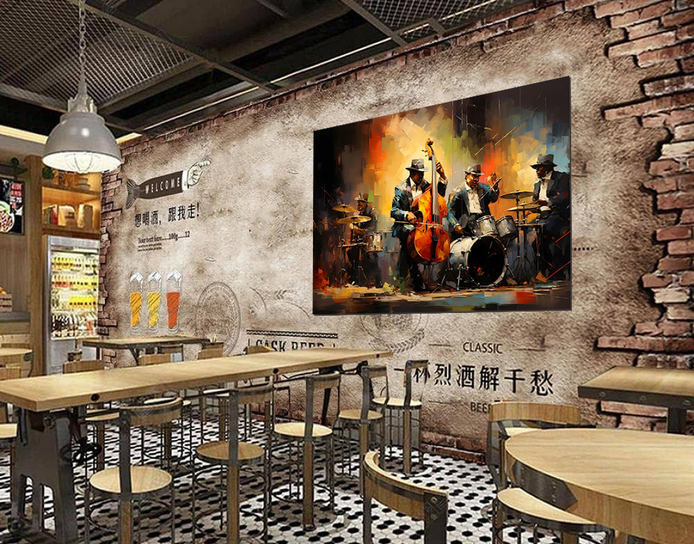 tableau jazz « Midnight Session » en toile 100x70cm