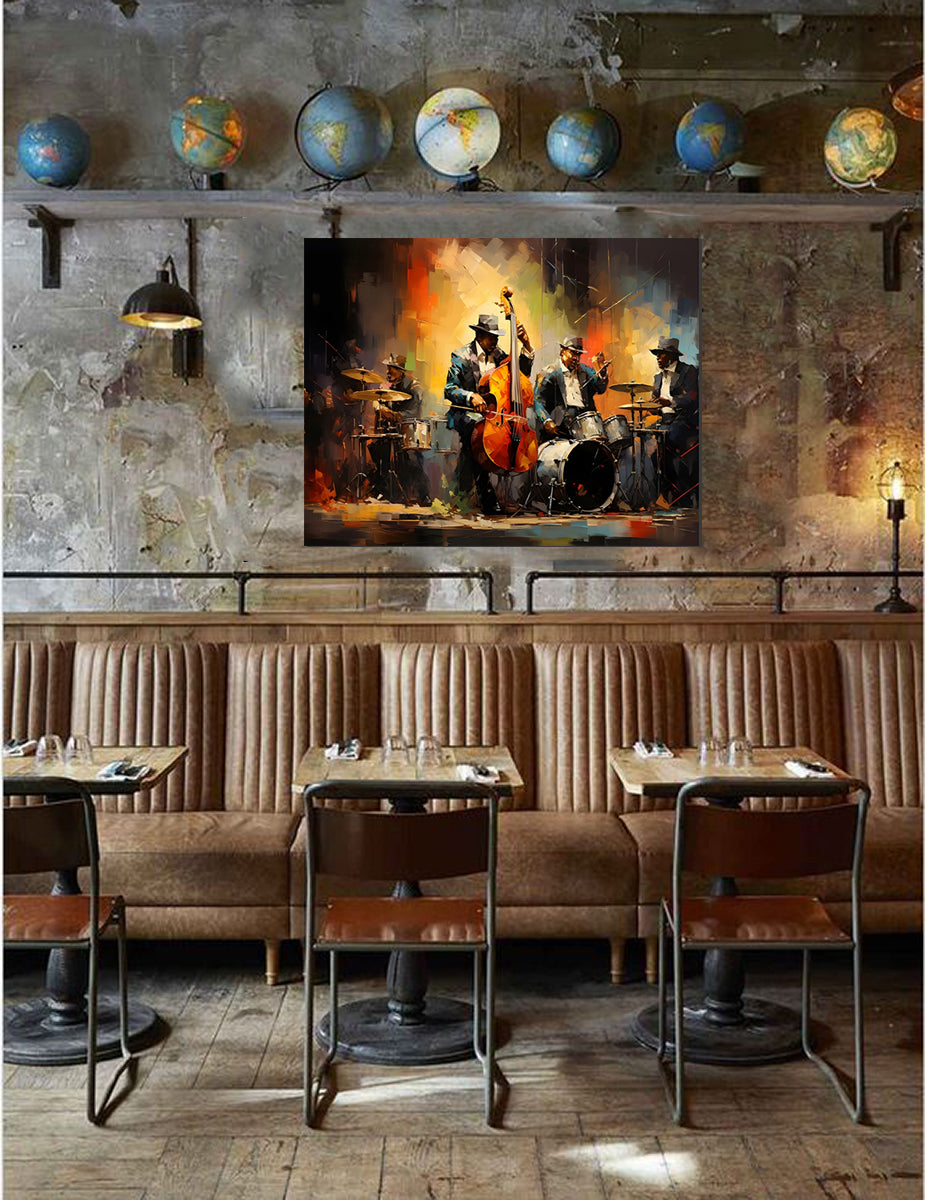 tableau jazz « Midnight Session » en toile 100x70cm