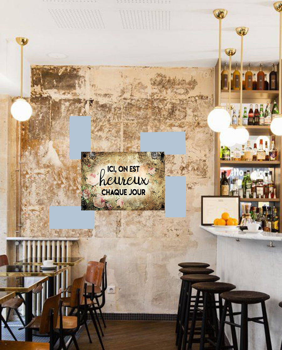 Tableau décoratif - plaque 21x30cm - heureux