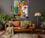 tableau - 80x100 cm "L'Éclosion du Bonheur"