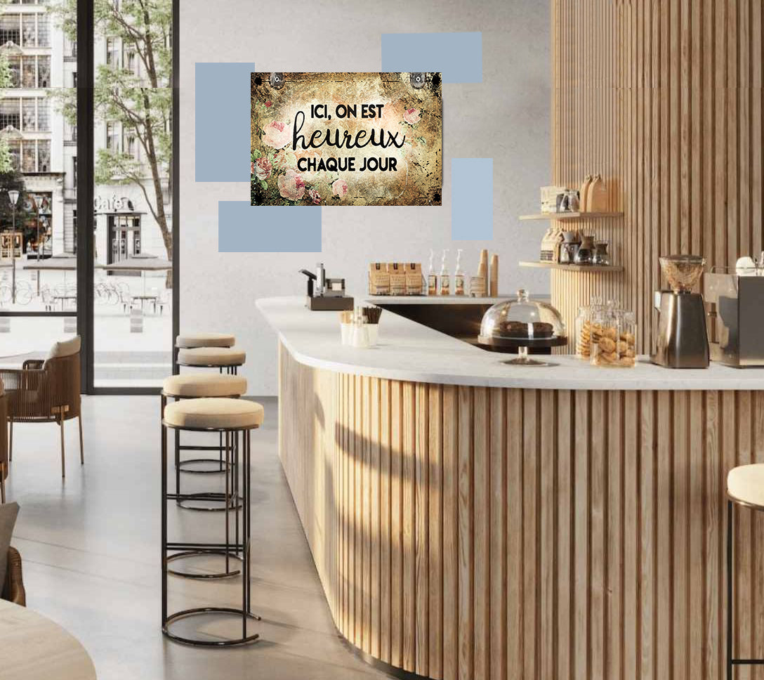 Tableau décoratif - plaque 21x30cm - heureux