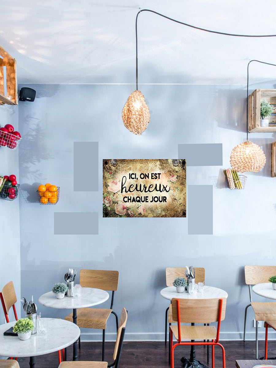 Tableau décoratif - plaque 21x30cm - heureux