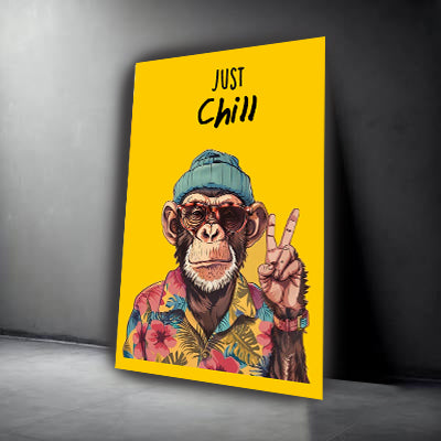 tableau vinyle sur mdf "Chimp Chill : Vibrations Tropicales"