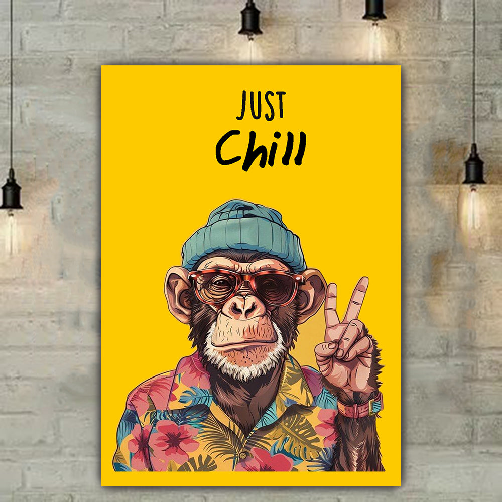 tableau vinyle sur mdf "Chimp Chill : Vibrations Tropicales"