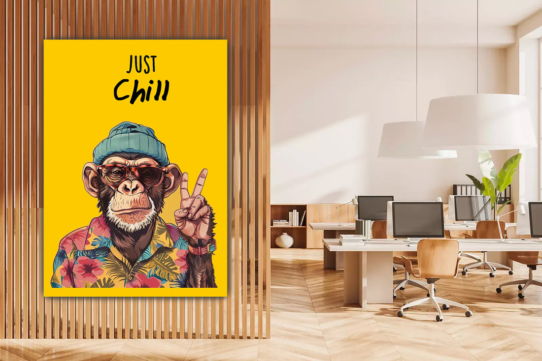 tableau vinyle sur mdf "Chimp Chill : Vibrations Tropicales"