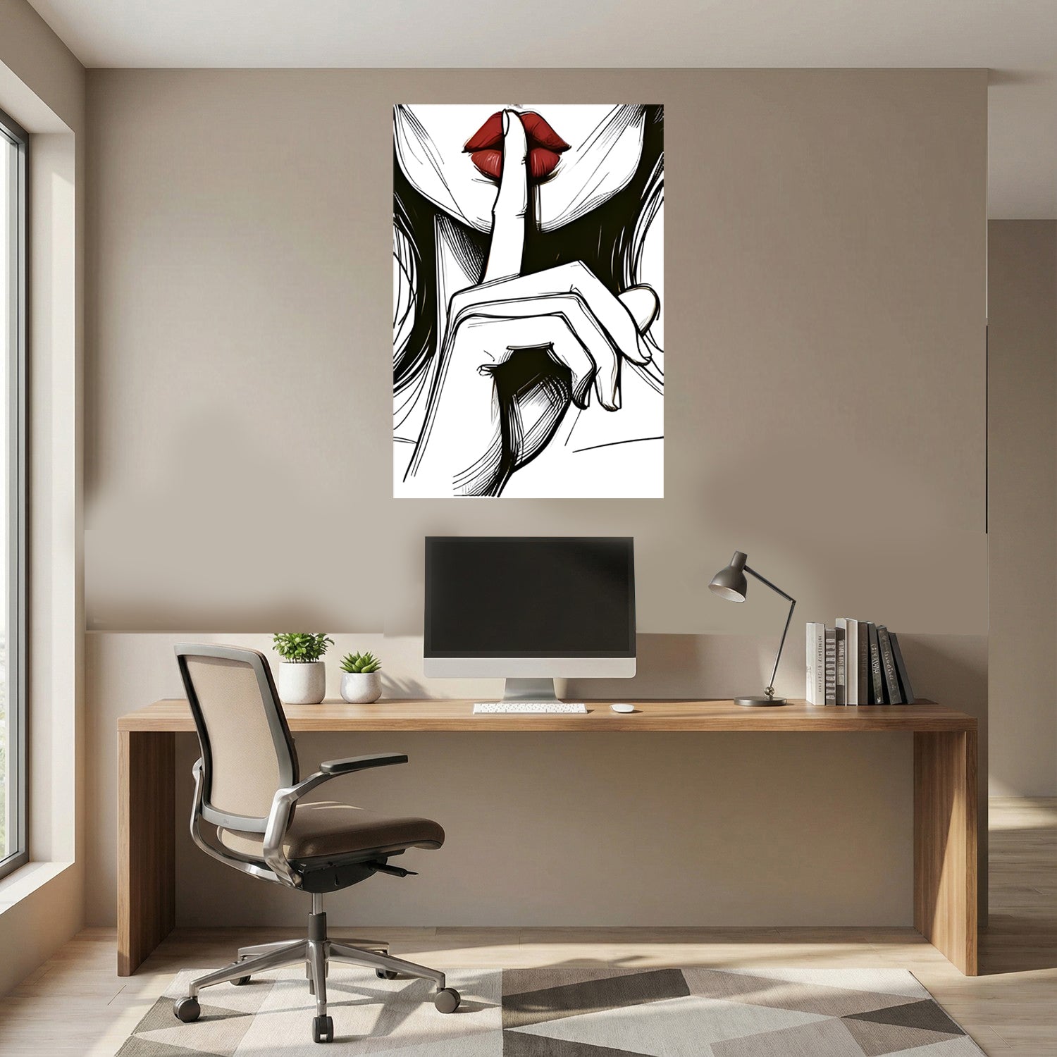 tableau "Silence Rouge" en vinyle sur mdf