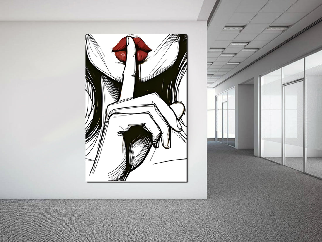 tableau "Silence Rouge" en vinyle sur mdf
