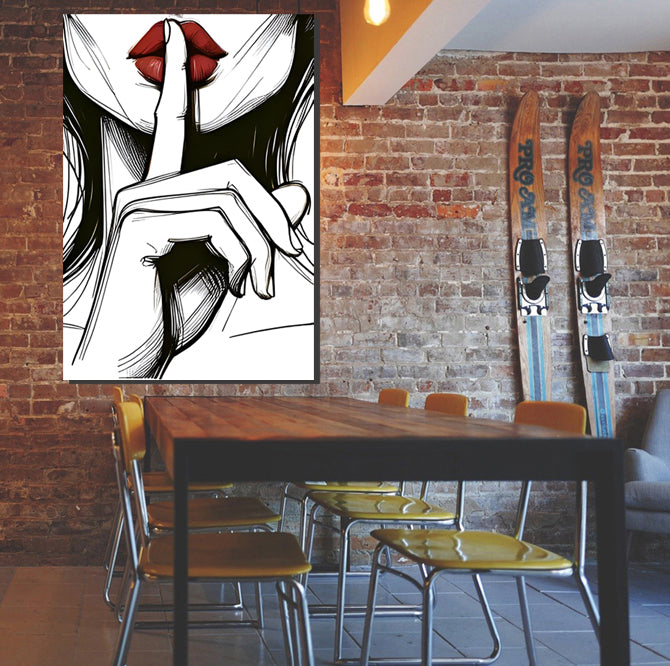 tableau "Silence Rouge" en vinyle sur mdf