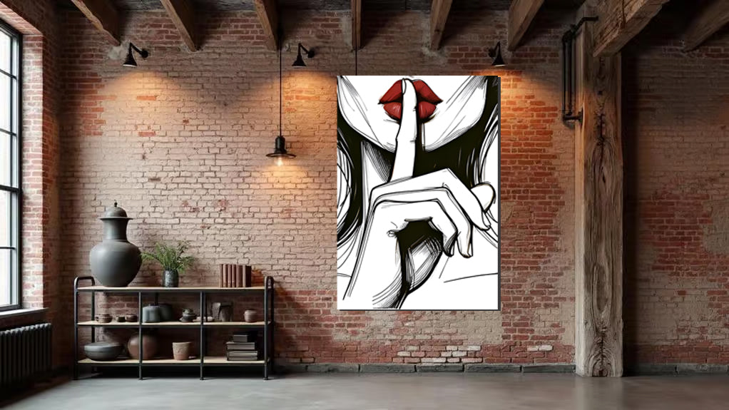 tableau "Silence Rouge" en vinyle sur mdf