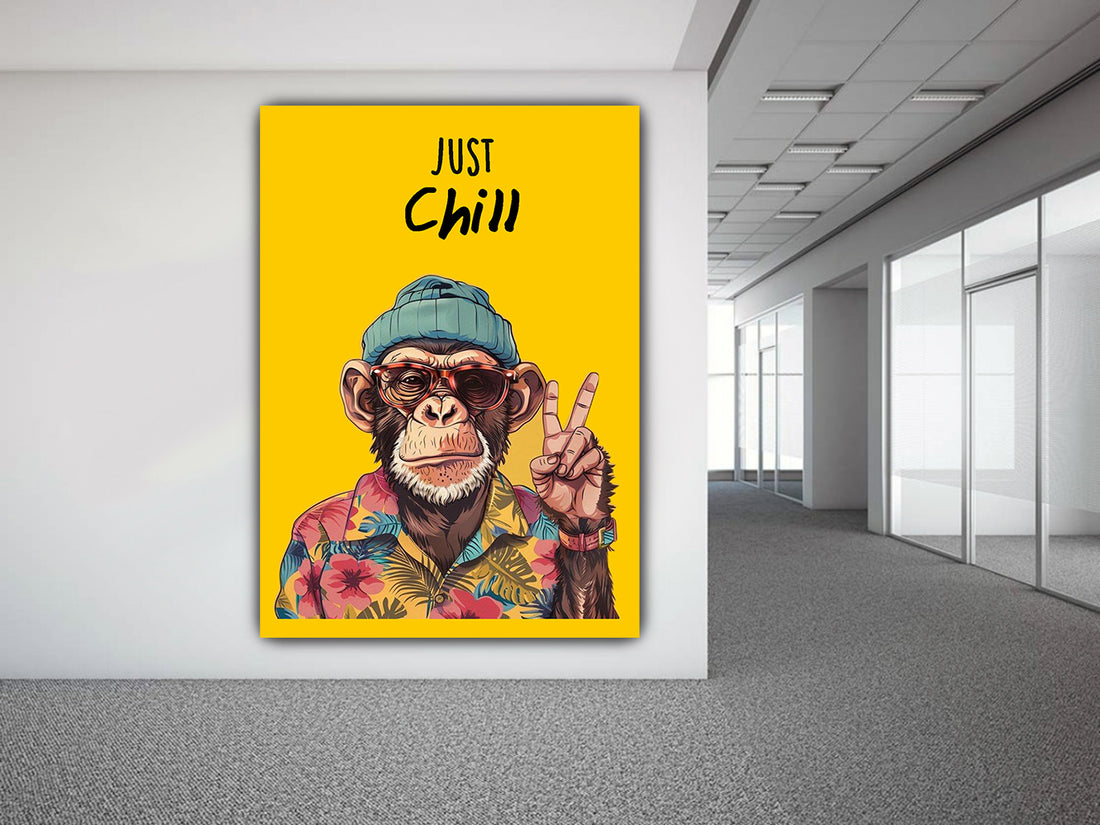 tableau vinyle sur mdf "Chimp Chill : Vibrations Tropicales"