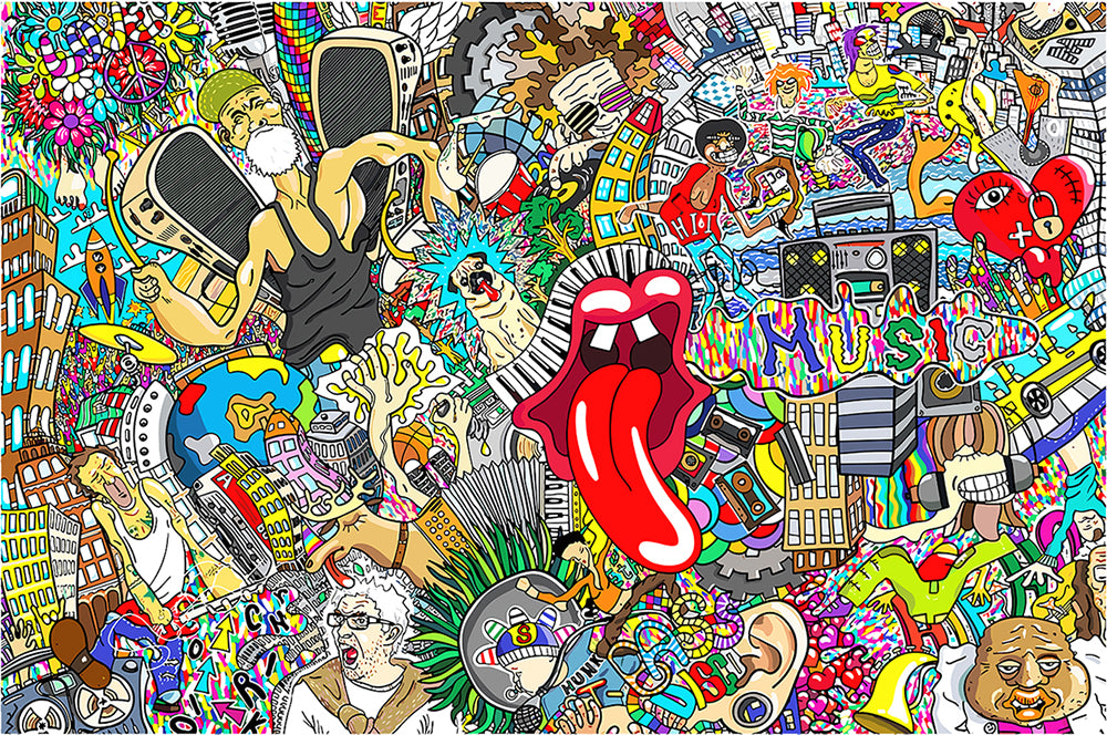 tableau décoratif - Graffiti Music - vinyle mat sur mdf - 120 x 80 cm