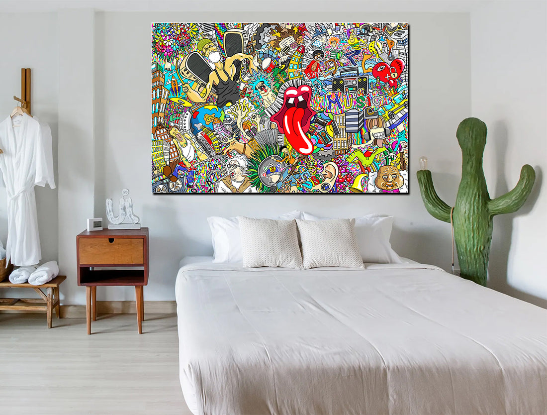 tableau décoratif - Graffiti Music - vinyle mat sur mdf - 120 x 80 cm