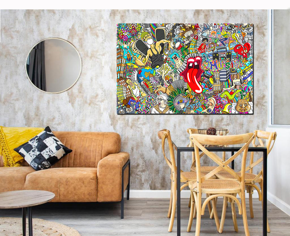 tableau décoratif - Graffiti Music - vinyle mat sur mdf - 120 x 80 cm