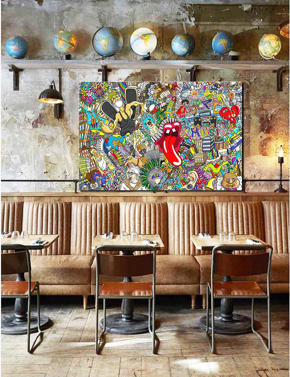 tableau décoratif - Graffiti Music - vinyle mat sur mdf - 120 x 80 cm