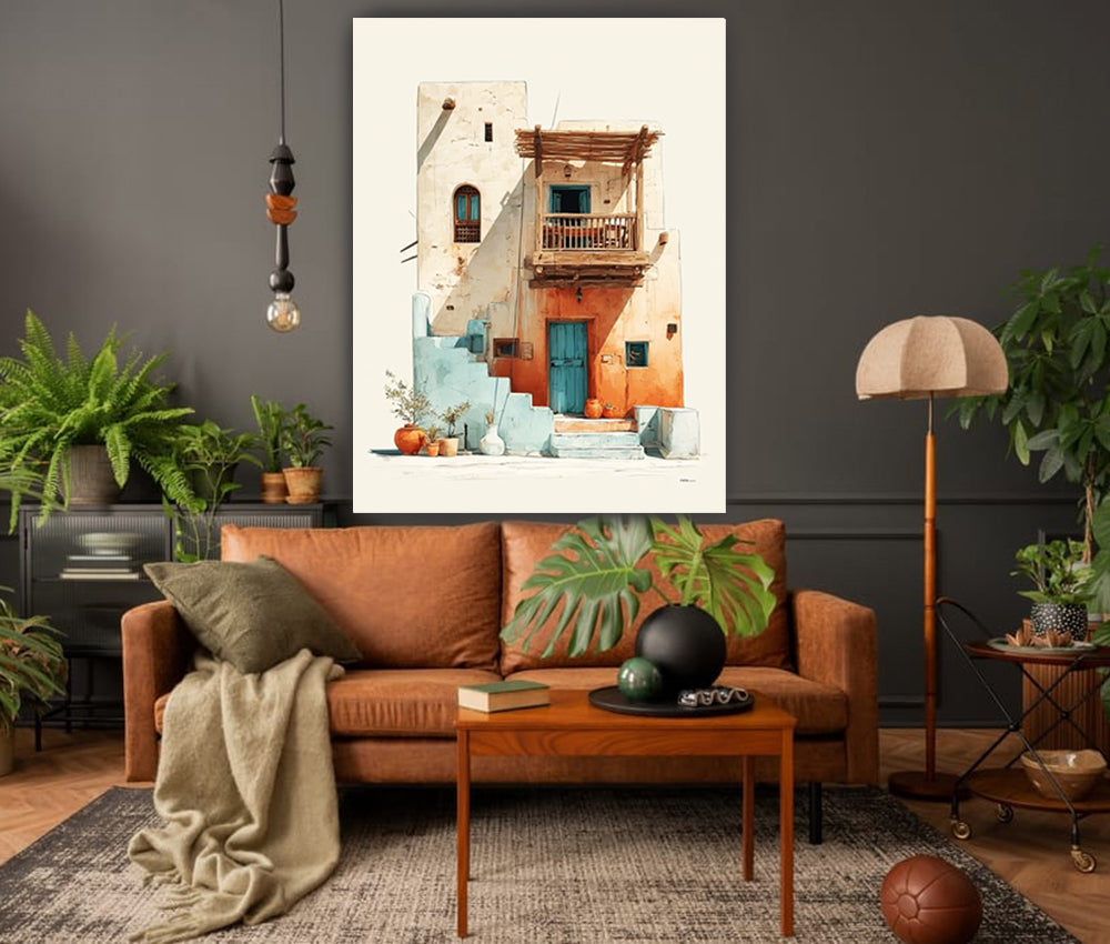 tableau 90x120 cm "La Maison des Jarres"