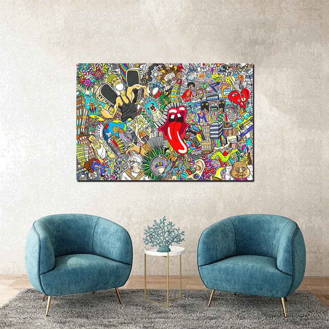 tableau décoratif - Graffiti Music - vinyle mat sur mdf - 120 x 80 cm