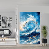 tableau -L'Énergie Brute de l'Océan bleu doré 90x120cm