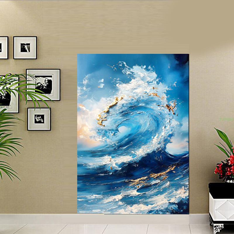 tableau -L'Énergie Brute de l'Océan bleu doré 90x120cm