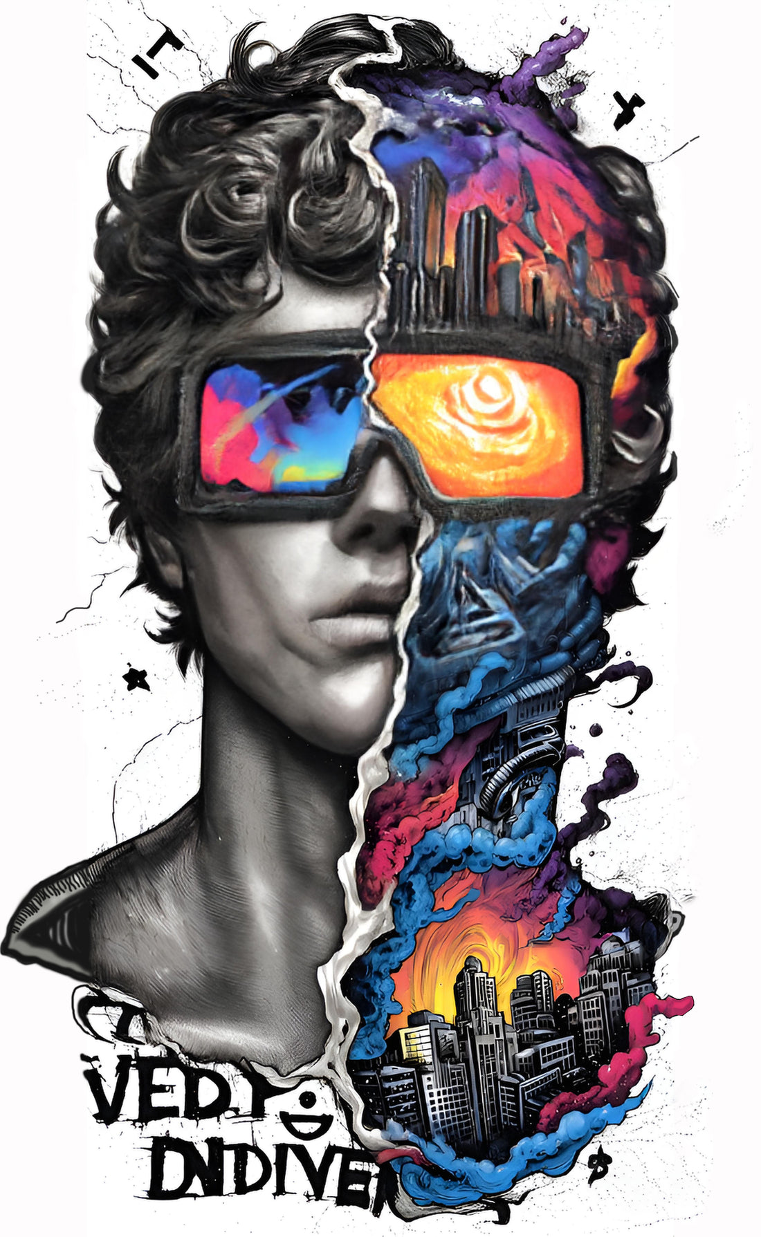 tableau "Cyber-Mind" en vinyle sur mdf
