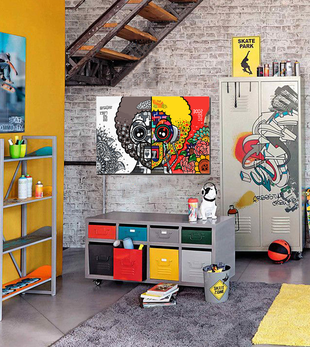 Tableau décoratif - Graffiti Man 80-53 cm - vinyle mat