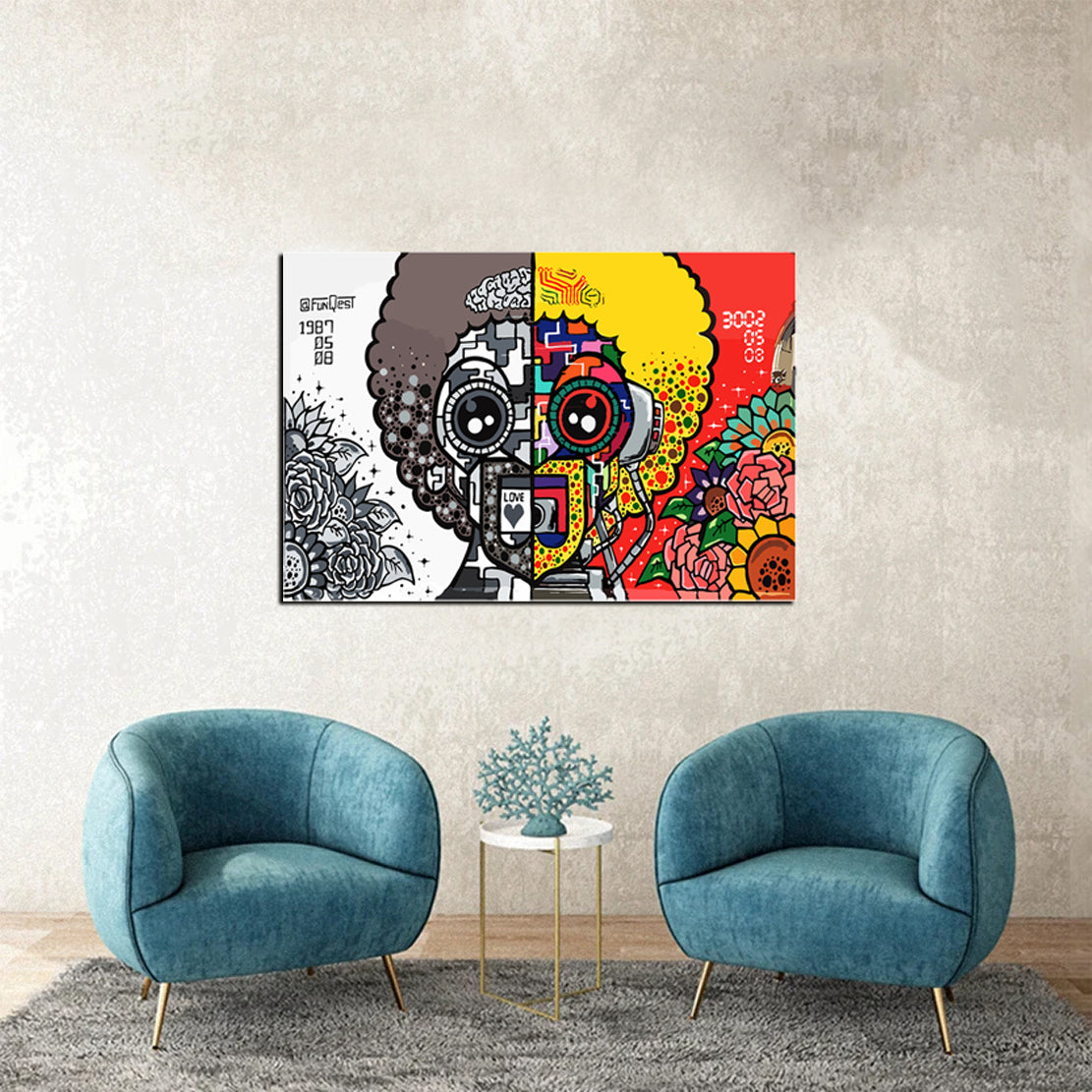 Tableau décoratif - Graffiti Man 80-53 cm - vinyle mat