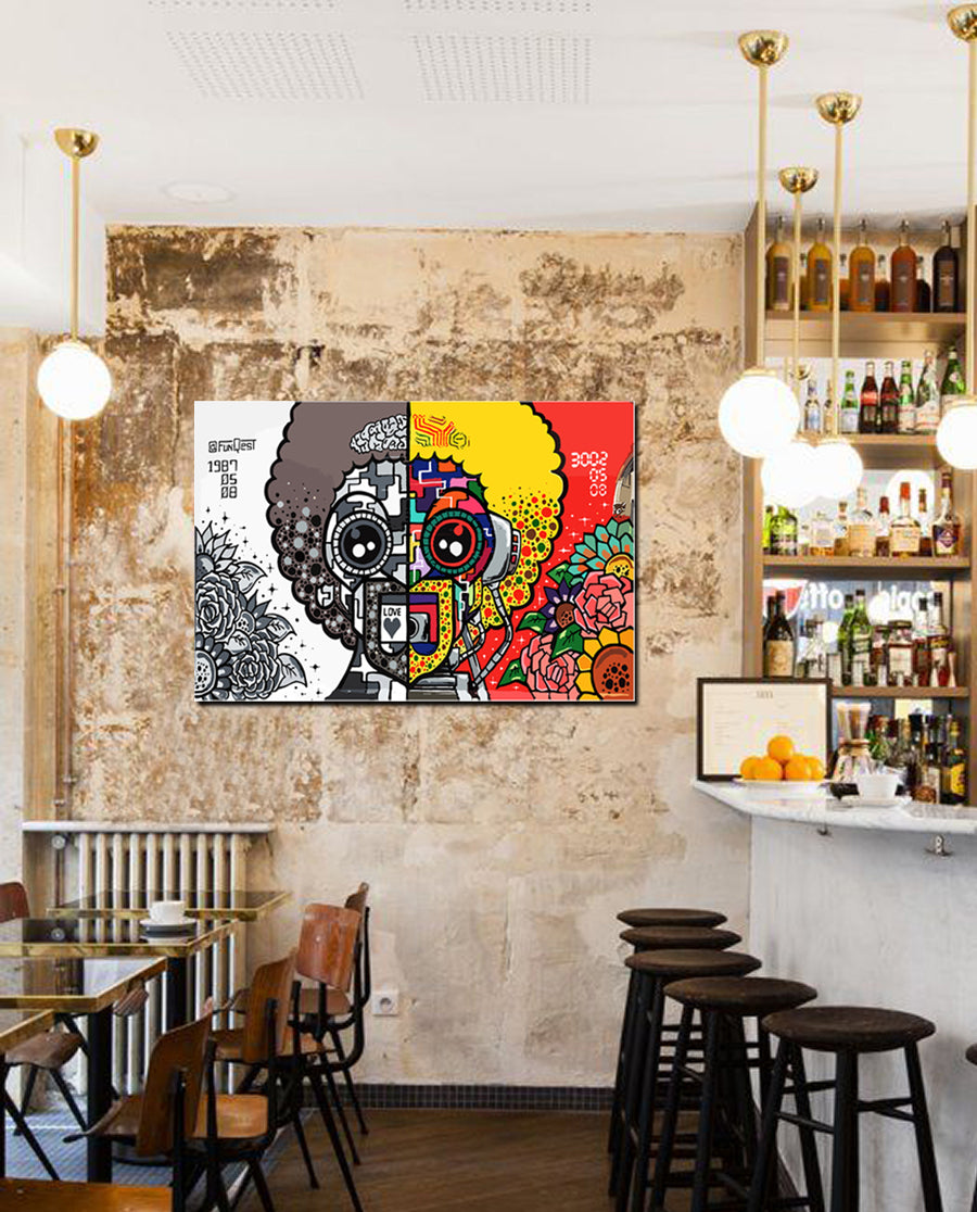 Tableau décoratif - Graffiti Man 80-53 cm - vinyle mat