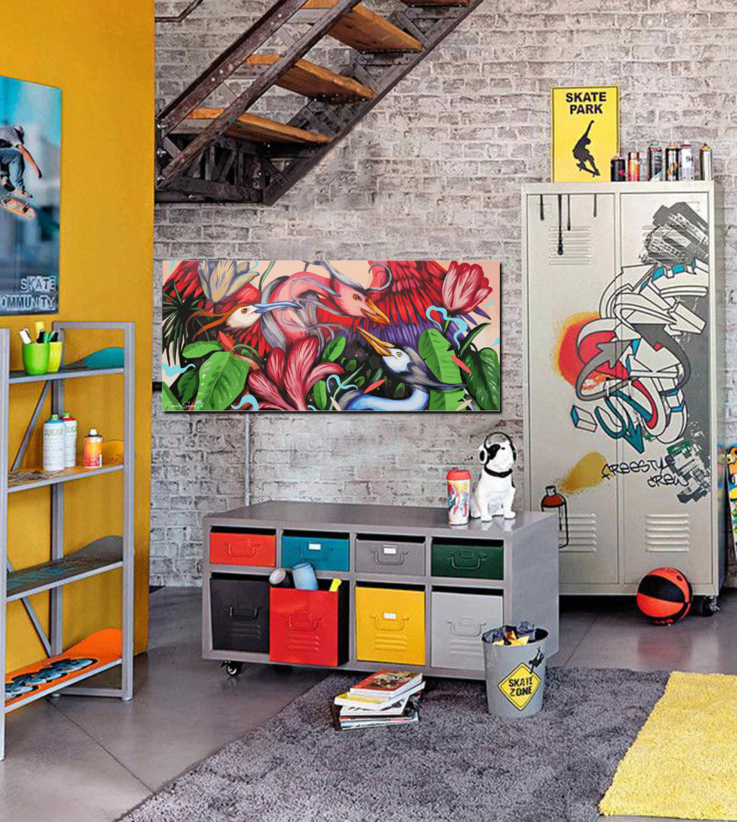 Tableau décoratif - Graffiti Oie 120-50 cm - vinyle mat