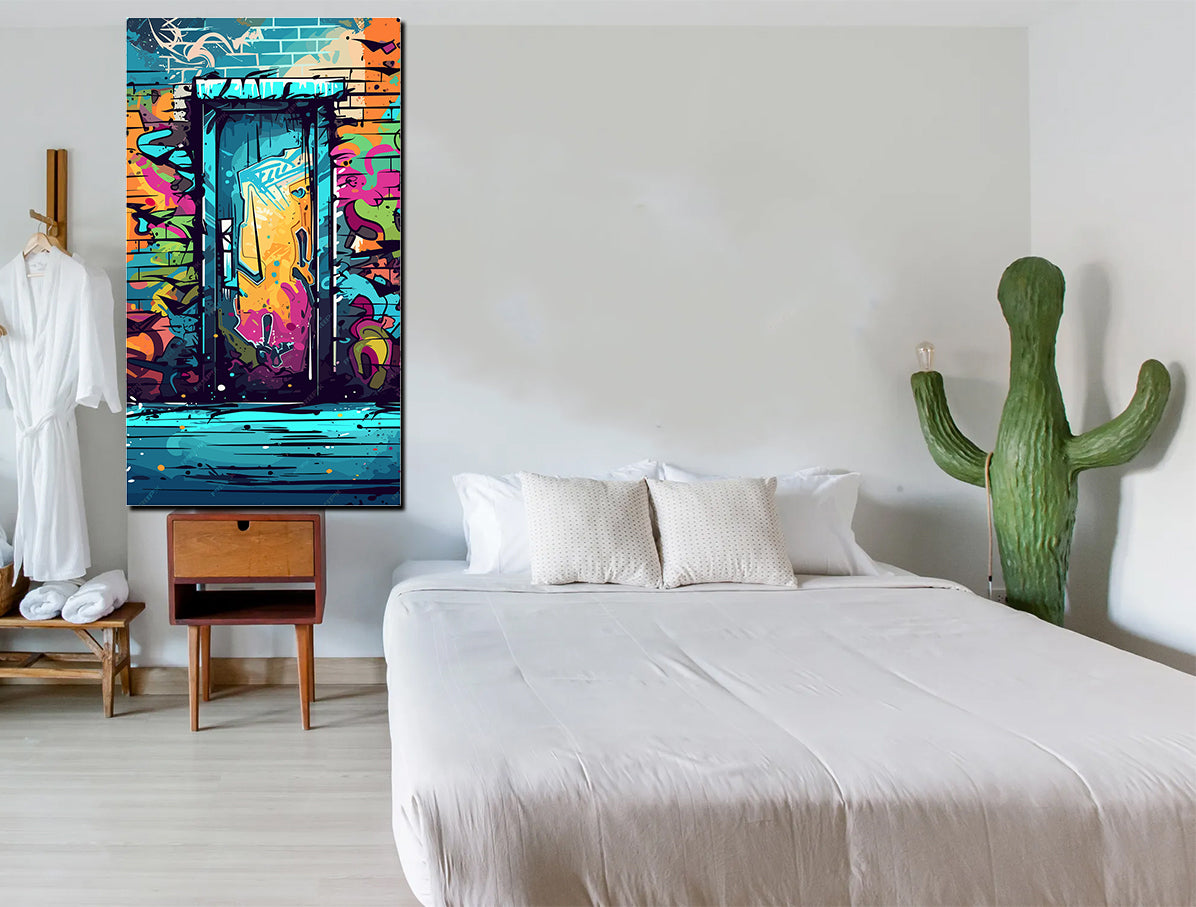 tableau décoratif - Graffiti porte - vinyle mat sur mdf - 120 x 65 cm