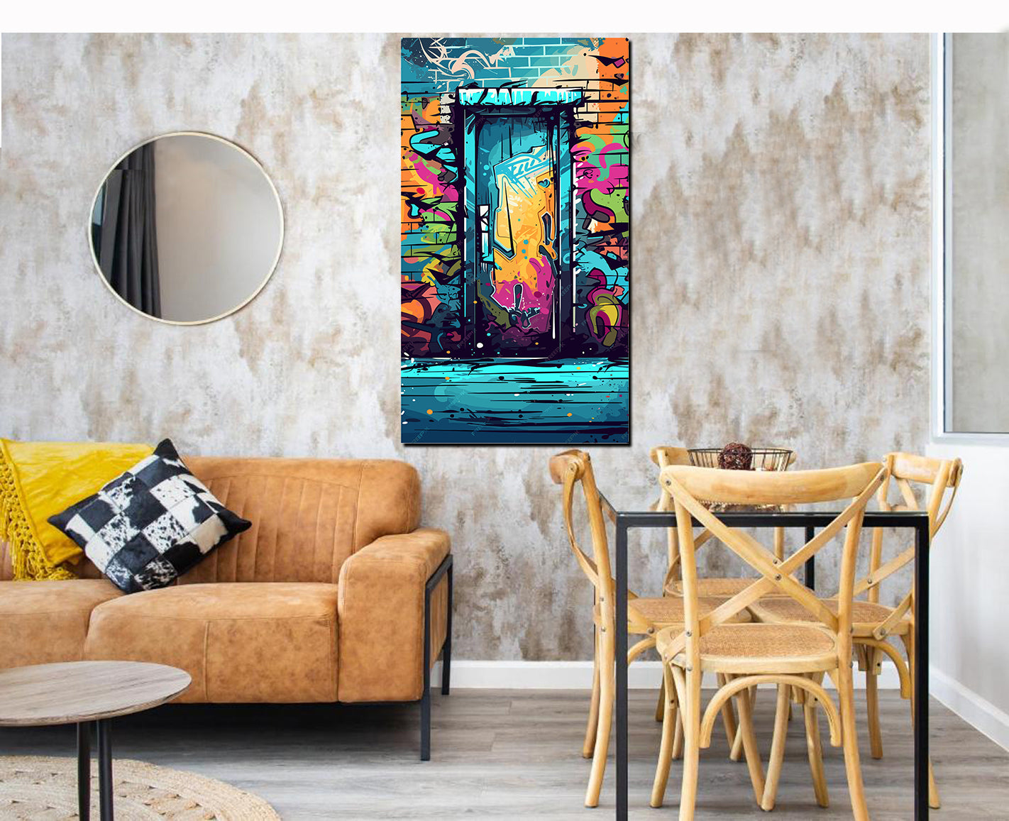 tableau décoratif - Graffiti porte - vinyle mat sur mdf - 120 x 65 cm