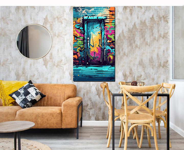 tableau décoratif - Graffiti porte - vinyle mat sur mdf - 120 x 65 cm