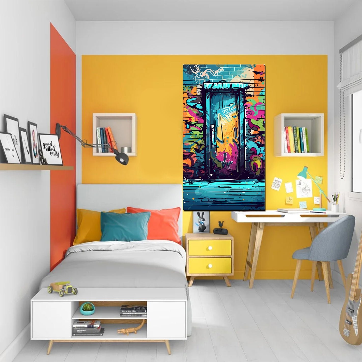 tableau décoratif - Graffiti porte - vinyle mat sur mdf - 120 x 65 cm