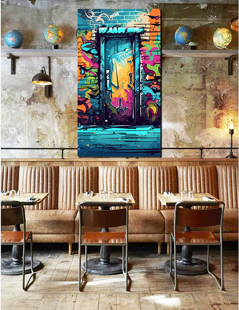 tableau décoratif - Graffiti porte - vinyle mat sur mdf - 120 x 65 cm