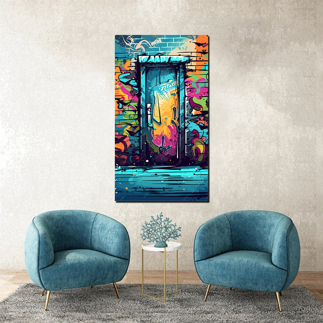 tableau décoratif - Graffiti porte - vinyle mat sur mdf - 120 x 65 cm