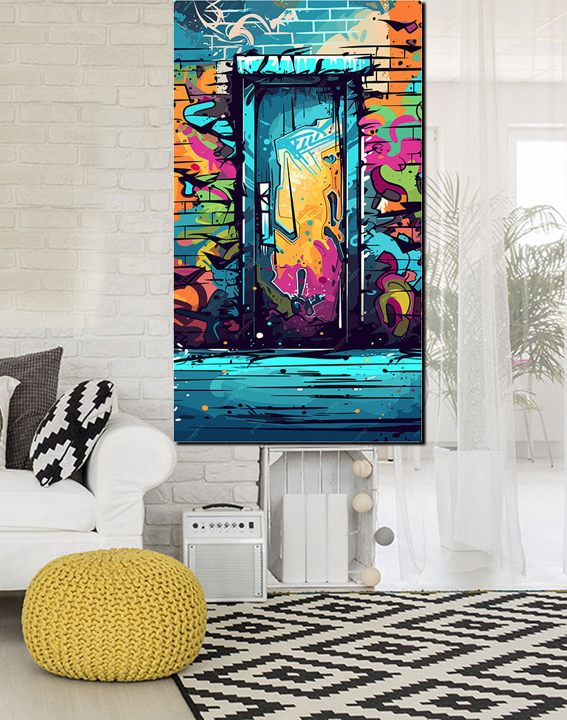 tableau décoratif - Graffiti porte - vinyle mat sur mdf - 120 x 65 cm