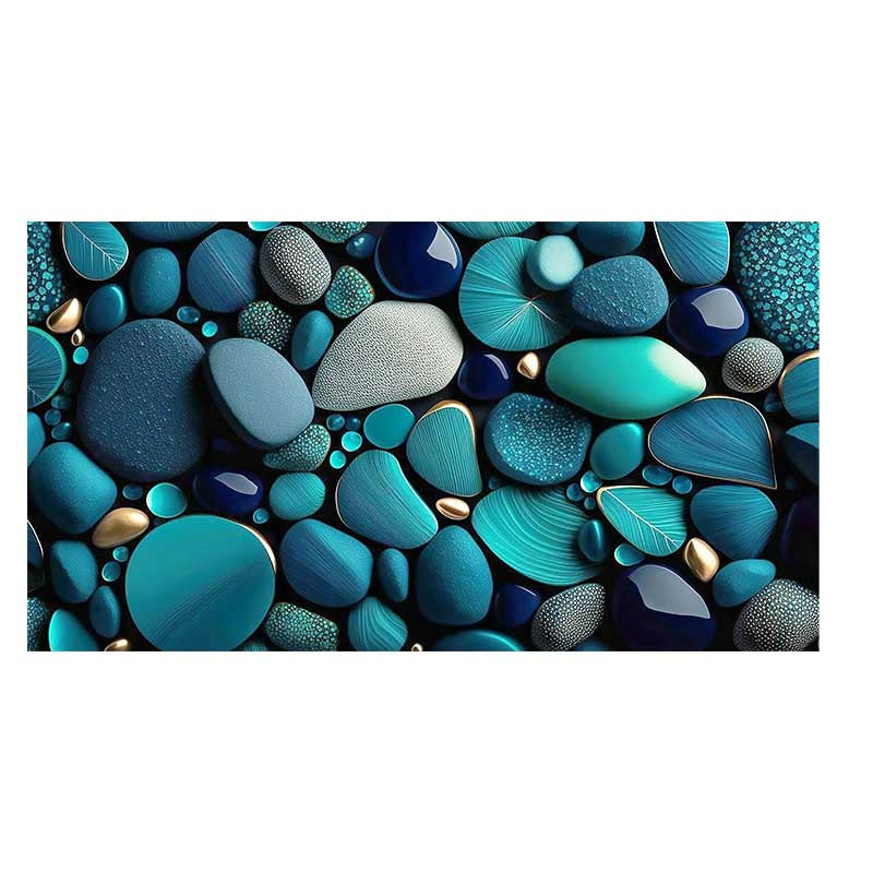 tableau décoratif  pierre bleu vert royale  - bâche enduis - 80-140 cm