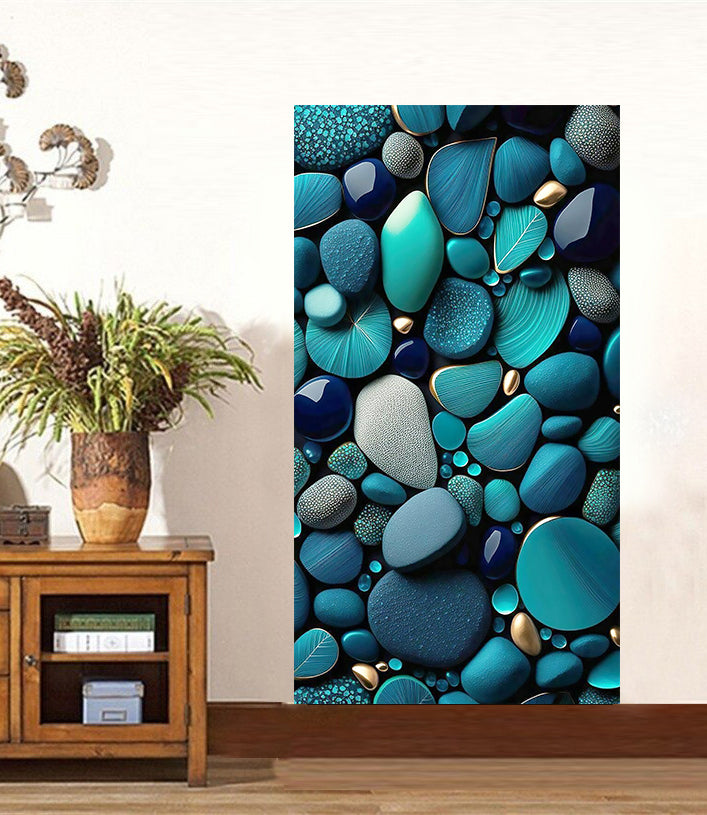 tableau décoratif  pierre bleu vert royale  - bâche enduis - 80-140 cm