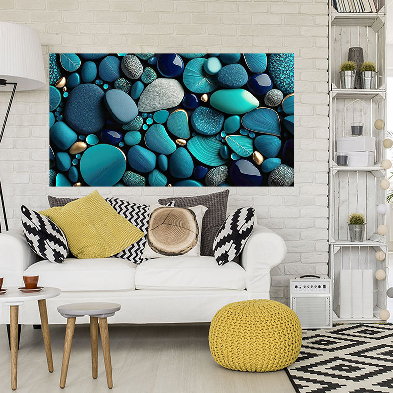 tableau décoratif  pierre bleu vert royale  - bâche enduis - 80-140 cm