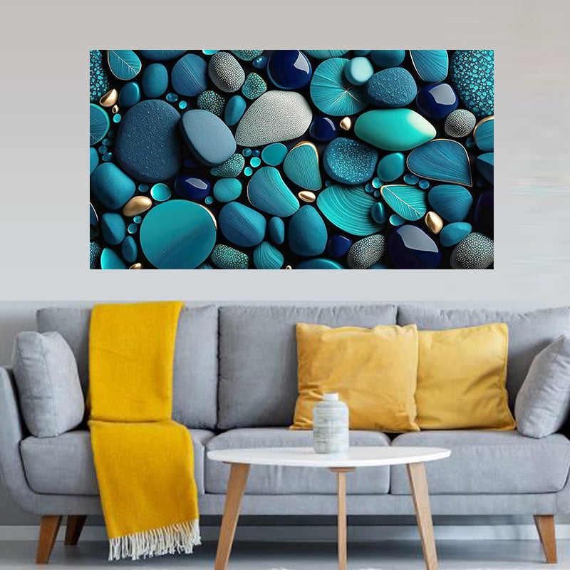 tableau décoratif  pierre bleu vert royale  - bâche enduis - 80-140 cm