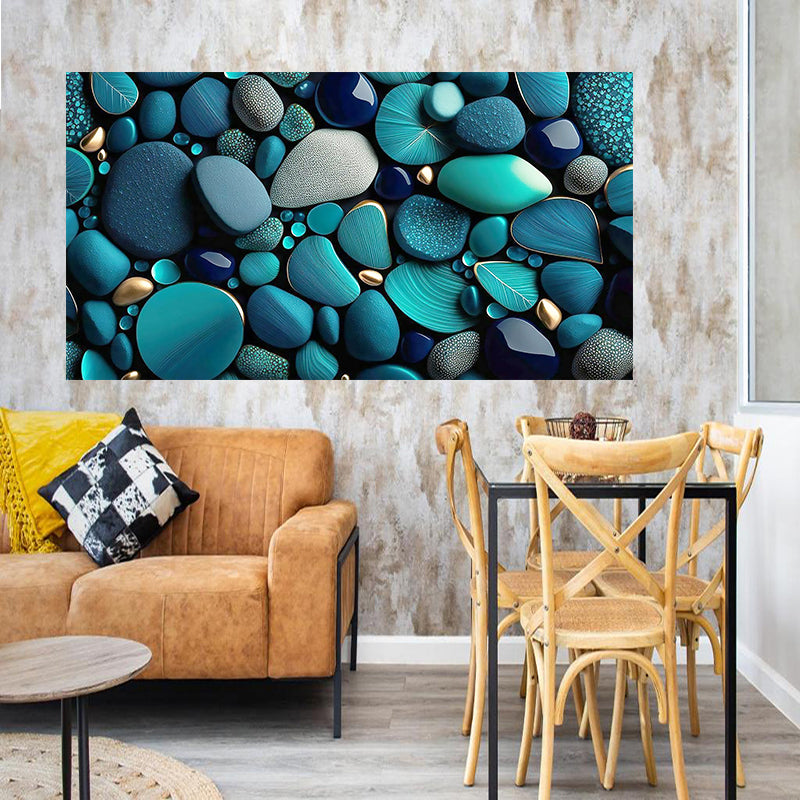 tableau décoratif  pierre bleu vert royale  - bâche enduis - 80-140 cm