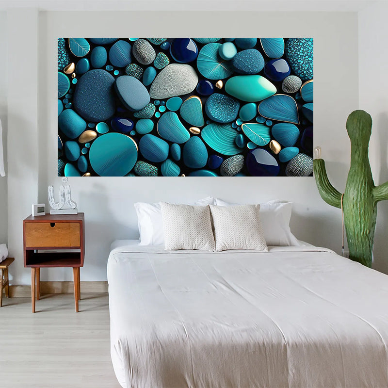 tableau décoratif  pierre bleu vert royale  - bâche enduis - 80-140 cm