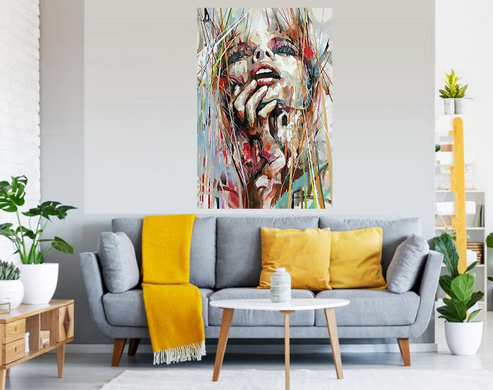 Tableau décoratif - portrait féminin peinture - 80 x 120 cm