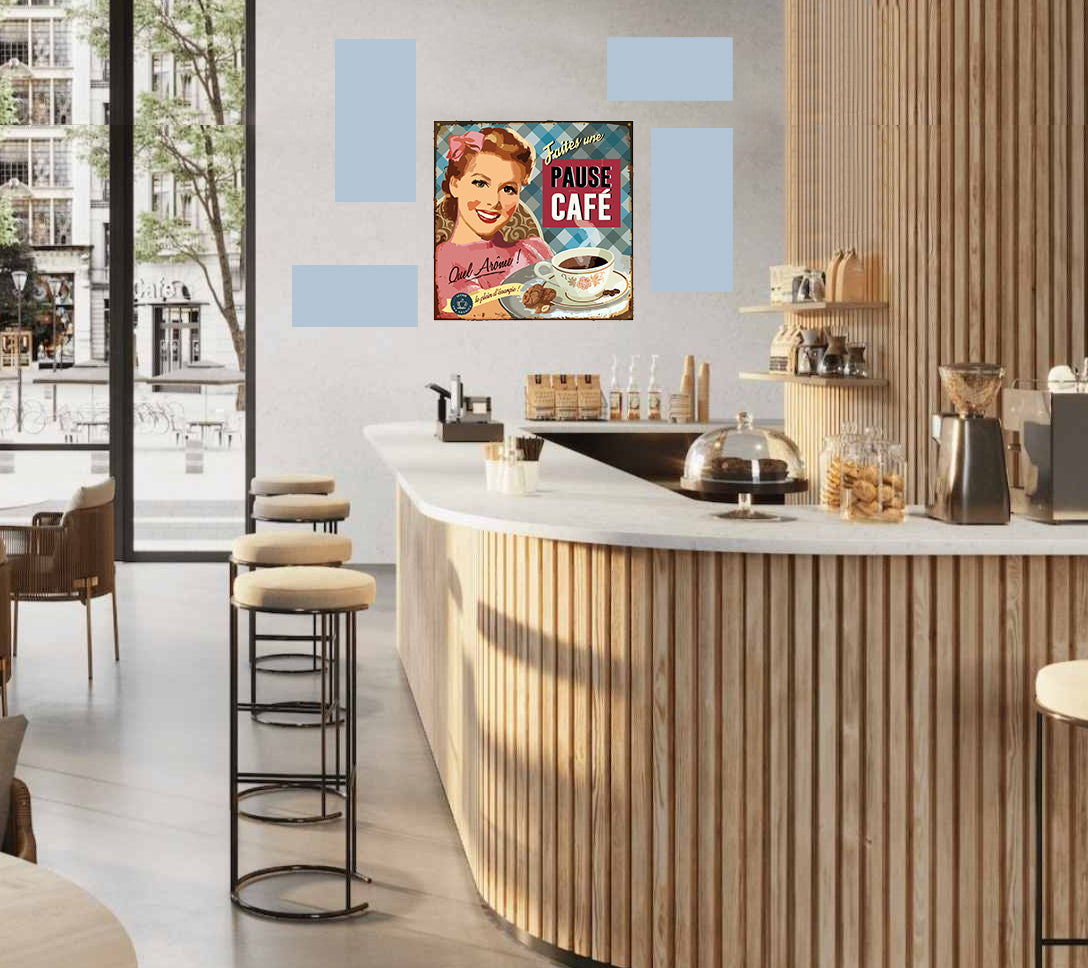 tableau décoratif -Pause-Café 30-30 cm  - vinyle mat