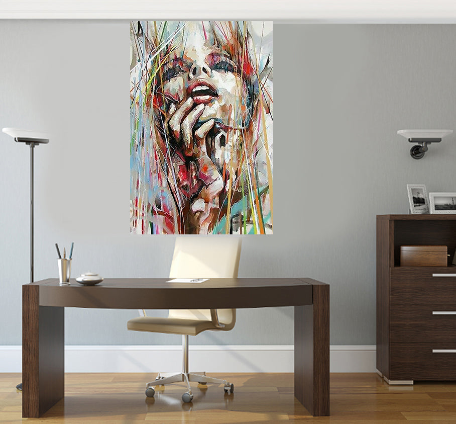 Tableau décoratif - portrait féminin peinture - 80 x 120 cm