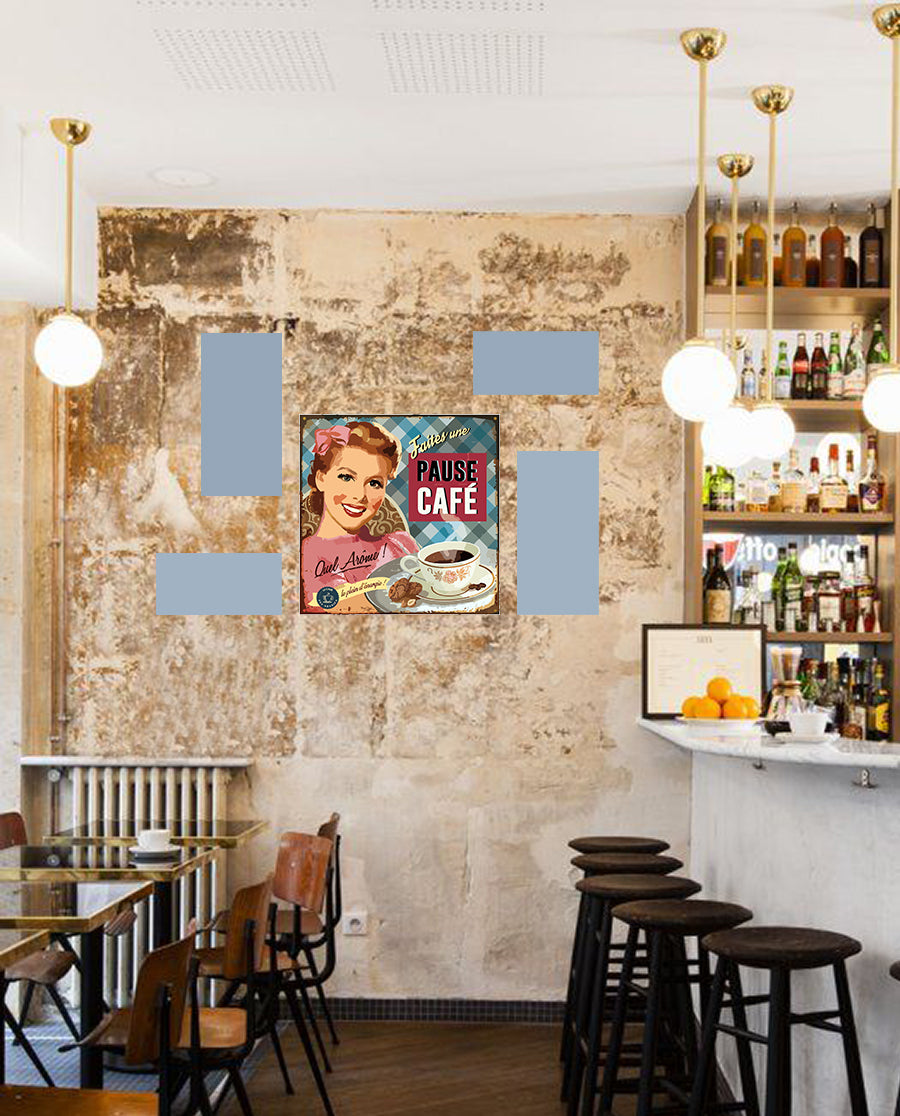 tableau décoratif -Pause-Café 30-30 cm  - vinyle mat