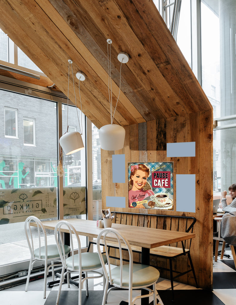 tableau décoratif -Pause-Café 30-30 cm  - vinyle mat