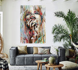 Tableau décoratif - portrait féminin peinture - 80 x 120 cm